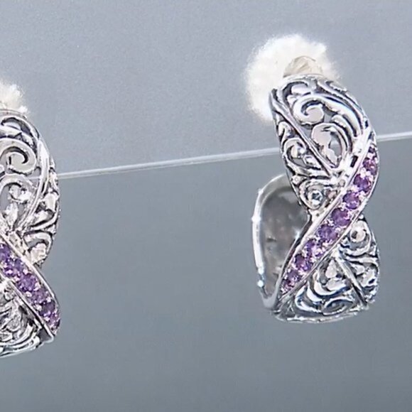 Bali Designs Robert Manse AMETHYST HOOP Earrings - Picture 2 of 13